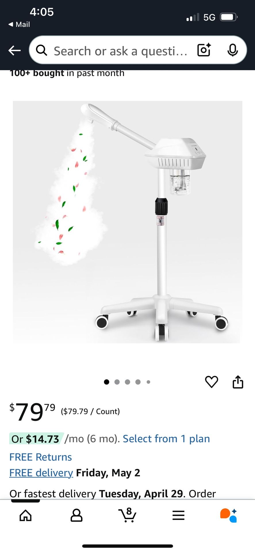 Professional Facial Steamer, Facial Steamer on Wheels, SPA Ozone Nano Facial Steamer, Stand Facial Steamer for Spa, Salon and at Home Use