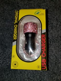 New dual USB car charger pink bling