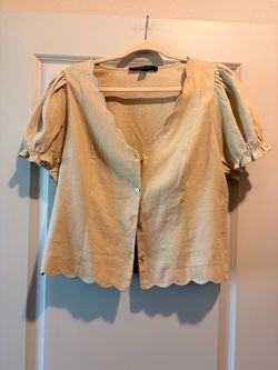 Marc New York Scallop Hem Button-Front Blouse