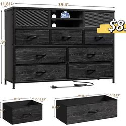 😀 Dresser TV Stand with Power Outlet Sturdy TV Stand for Bedroom with 7 Drawers Dresser for Bedroom TV Console Table with Storage 