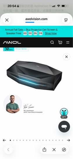 AWOL Vision Aetherion 4K Triple Laser Ultra Short Throw Projector