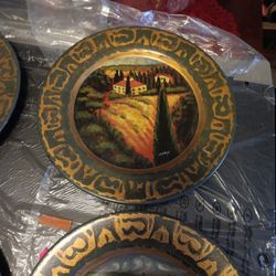 Decorative Hand Painted Plates W/ Holder