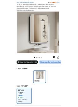 Bathroom Medicine Cabinet w/ Mirror