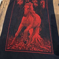 Vintage San Marcos Horse Blanket 90”x58” Black Red 