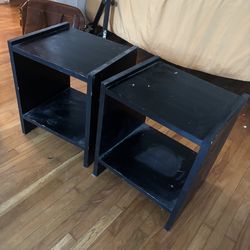 Black wooden organizer shelves