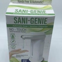 Sani-Genie No Touch Soap and Sanitizer Dispenser 11 oz White Compact Lightweight, $24