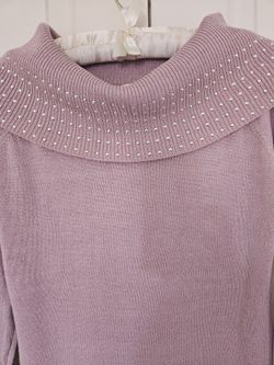 Knit sweater with metalic embellishments, pink, size M