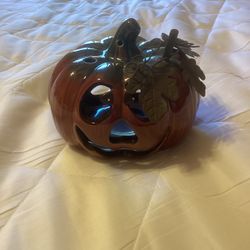 Ceramic Jack-o-Lantern Pumpkin Candle Holder