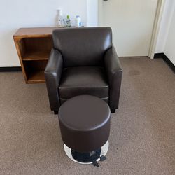 Faux Leather Chair And Ottoman 