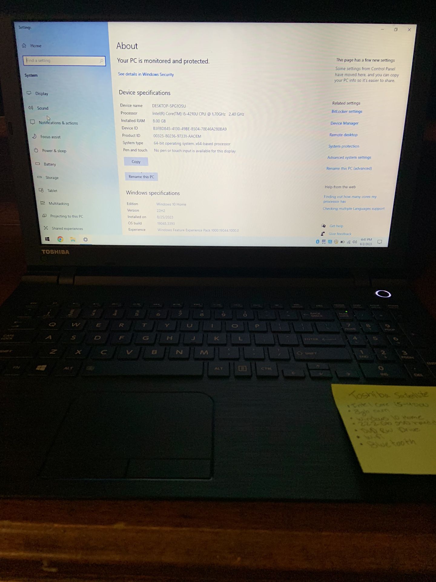 Refurbished Toshiba Satellite With Charger 