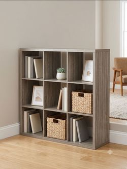 9-Cube Storage Organizer - Rustic Gray Oak