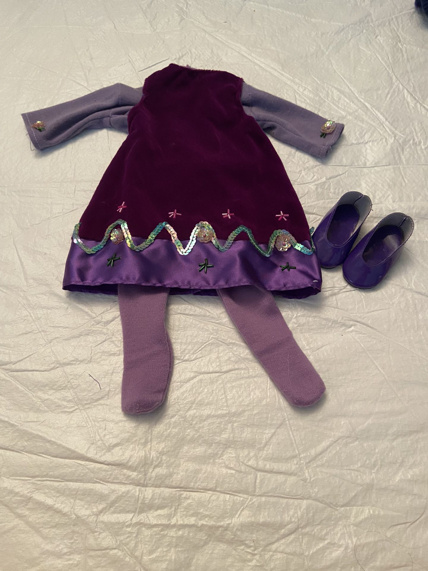 American girl doll purple velvet dress