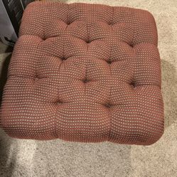 Ottoman - Red & Tan With Wheels