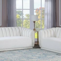 Dixie Velvet Cream Living Room Set

