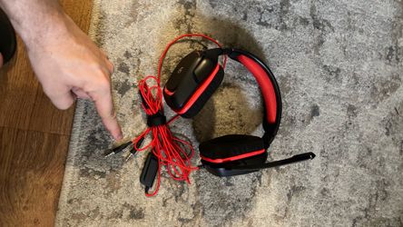RED/blackHeadset adjustable Mic 🎧 3.5mm audio jack Gaming headphone head phones xbox ps4 ps5 playstation