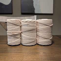 Macrame Cord - Cotton Rope Zero Waste 2 Mm - 3 Ply - Dusty Rose