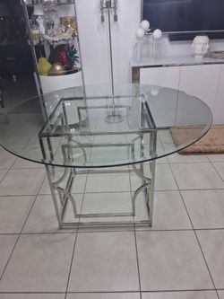 Round Glass Top Dining Table Chrome Base