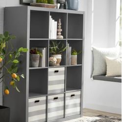 Bookcase, Bookshelves, Organizer, 12 Cubes, Gray 