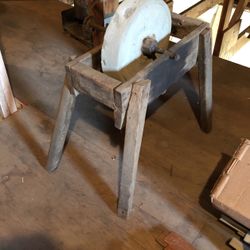 Vintage Grinding Stone With Stand 