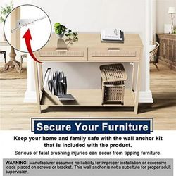 Console Table 2 Drawers Hamilton Rattan Console Table Entry Rustic Sofa for Living Room Entryway Hallway Foyer Modern Wood Decorative