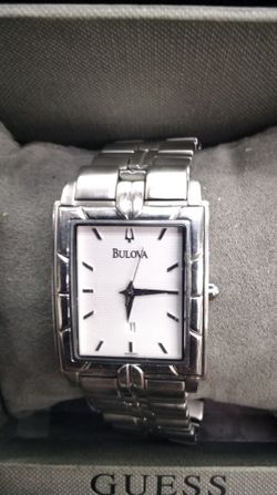 Bulova 96G40 White Dial Silver Tone Stainless Stee