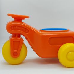 Vintage 1984 Fisher Price Tractor Tricycle Trike Little People Chunky Orange Car