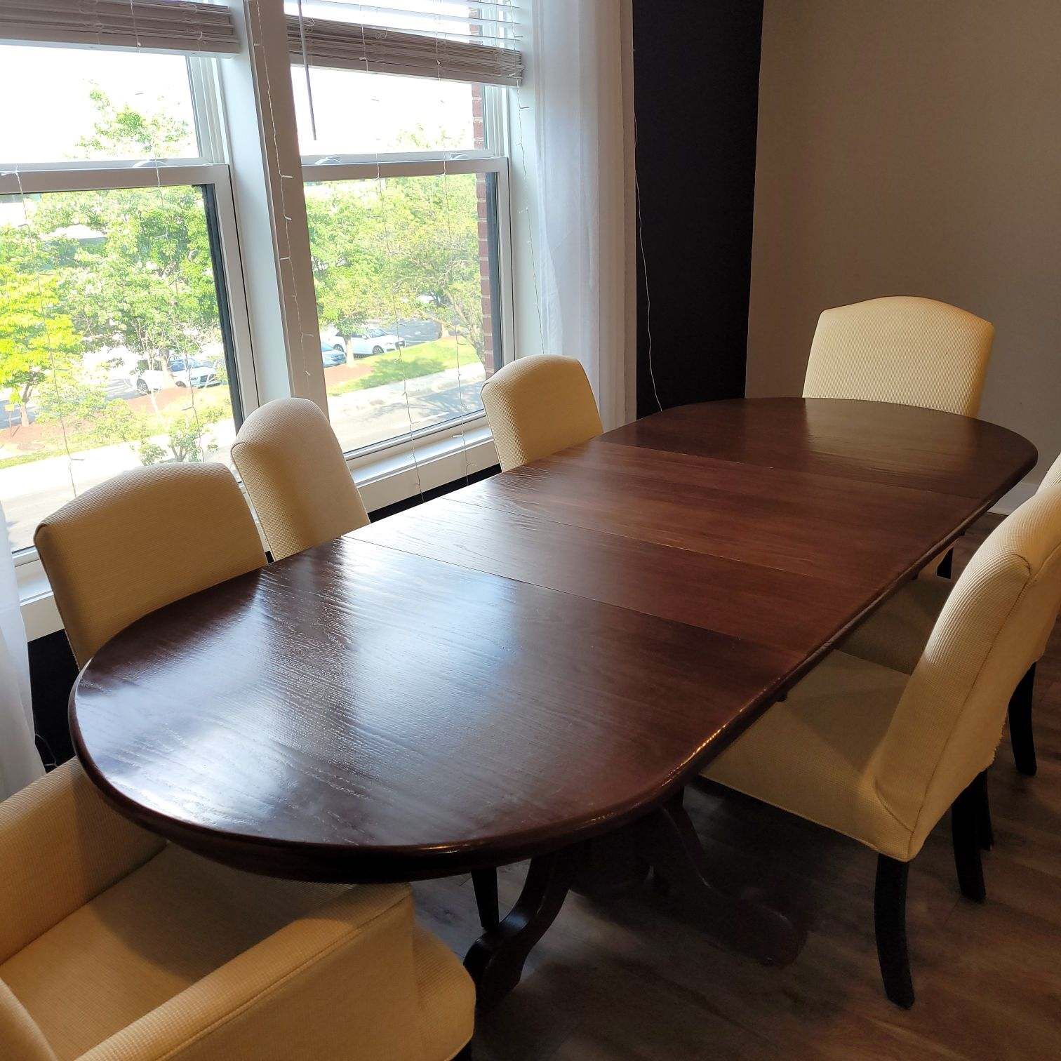 Amish-made Dining Table w/  8 Crate&Barrell Chairs