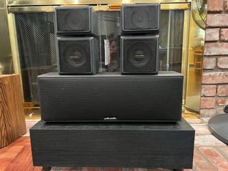 Compact Surround Sound Speaker Set - 3 Speakers + Bass Box - Polk Audio + Vector Research - $55