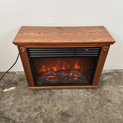 LARGE DELUXE ELECTRIC INFRARED FIREPLACE HEATER W/REMOTE MANTLE WOOD OAK FINISH