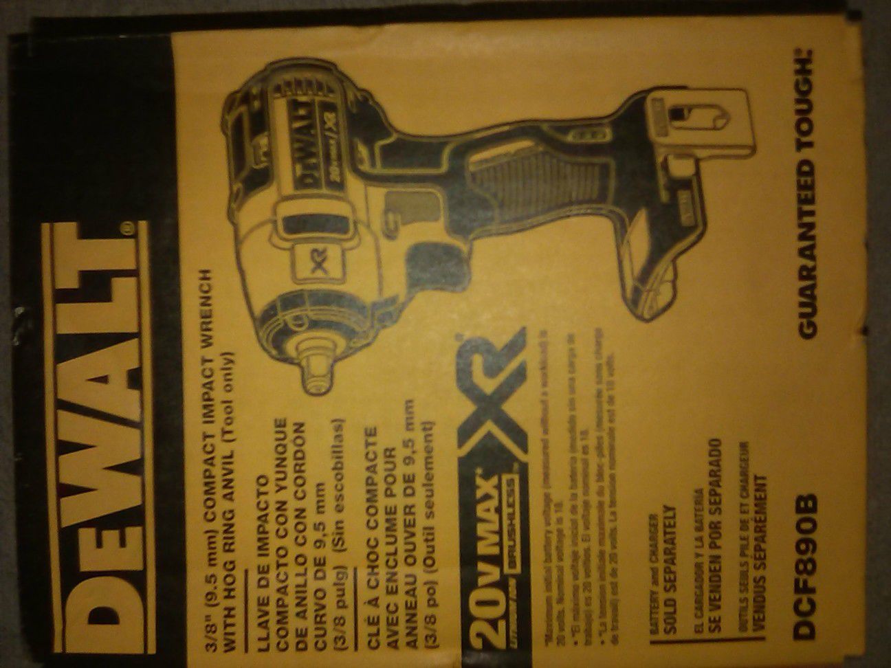 DEWALT 20V BRUSHLESS XR 3/8" COMPACT IMPACT WRENCH WITH HOG RING ANVIL, (DCF890B), BRAND NEW IN BOX