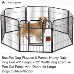 NEW IN BOX BestPet Dog Playpen 8 Panels Heavy Duty Dog Pen 40" Height x 32" Width Dog Exercise Pen Cat Fence with Doors for Large Dogs,Outdoor/Indoor