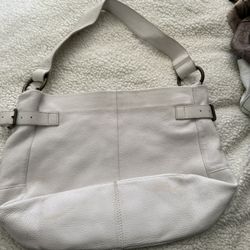 Vintage GAP summer white soft leather brass hardware shoulder hobo bag, 