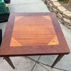 Antique Mahogany Wood Inlay Card Table 