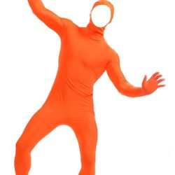 Zentai Full Body Suit Open Face Orange Adult Medium  - Traje de Cuerpo Anaranjado Adulto Chico 