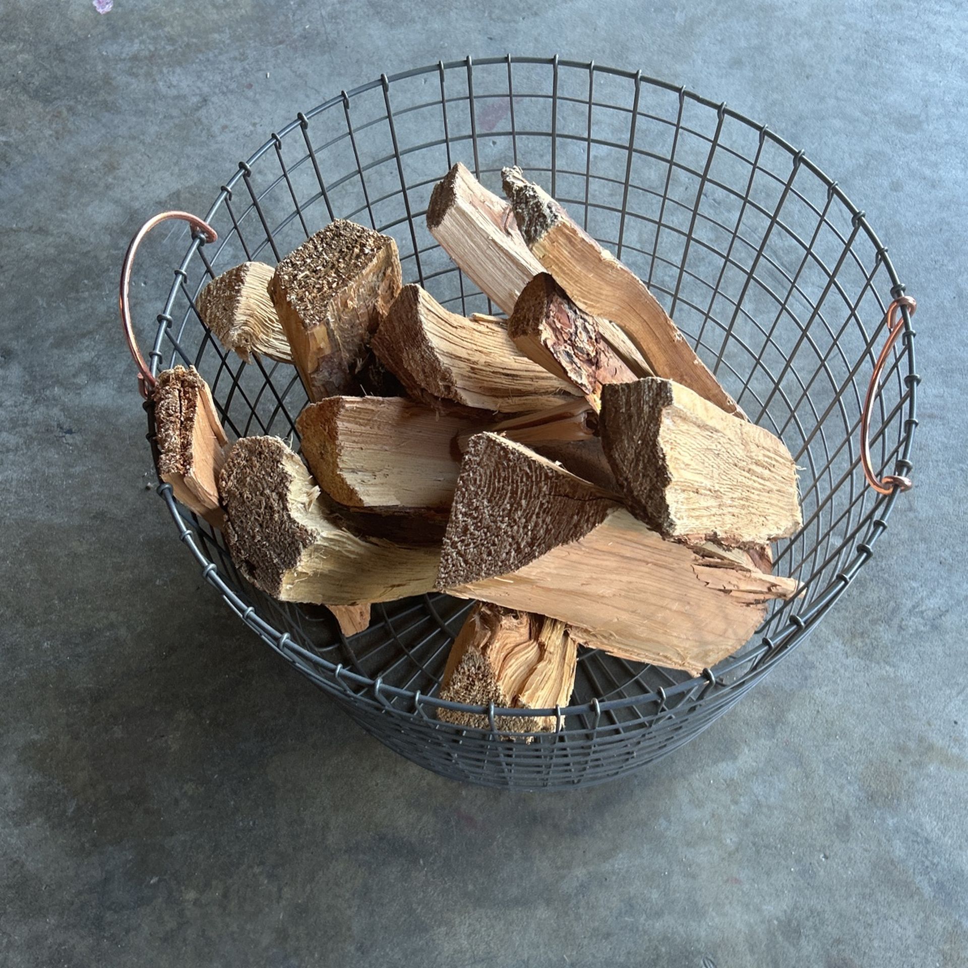 Firewood Holder With Copper Handles
