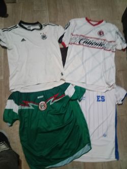 4soccer jerseys ...1 basketball jersey ...1 soccer ball