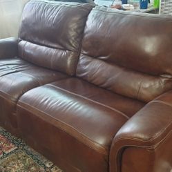 Brown Bonded Leather Reclining Sofa