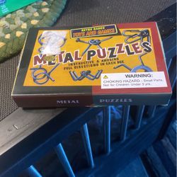 Vintage Metal Puzzles 6 In Box Never Used 