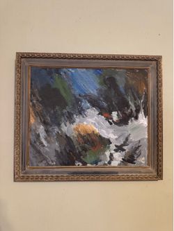 Swedish style abstract, landscape oil painting