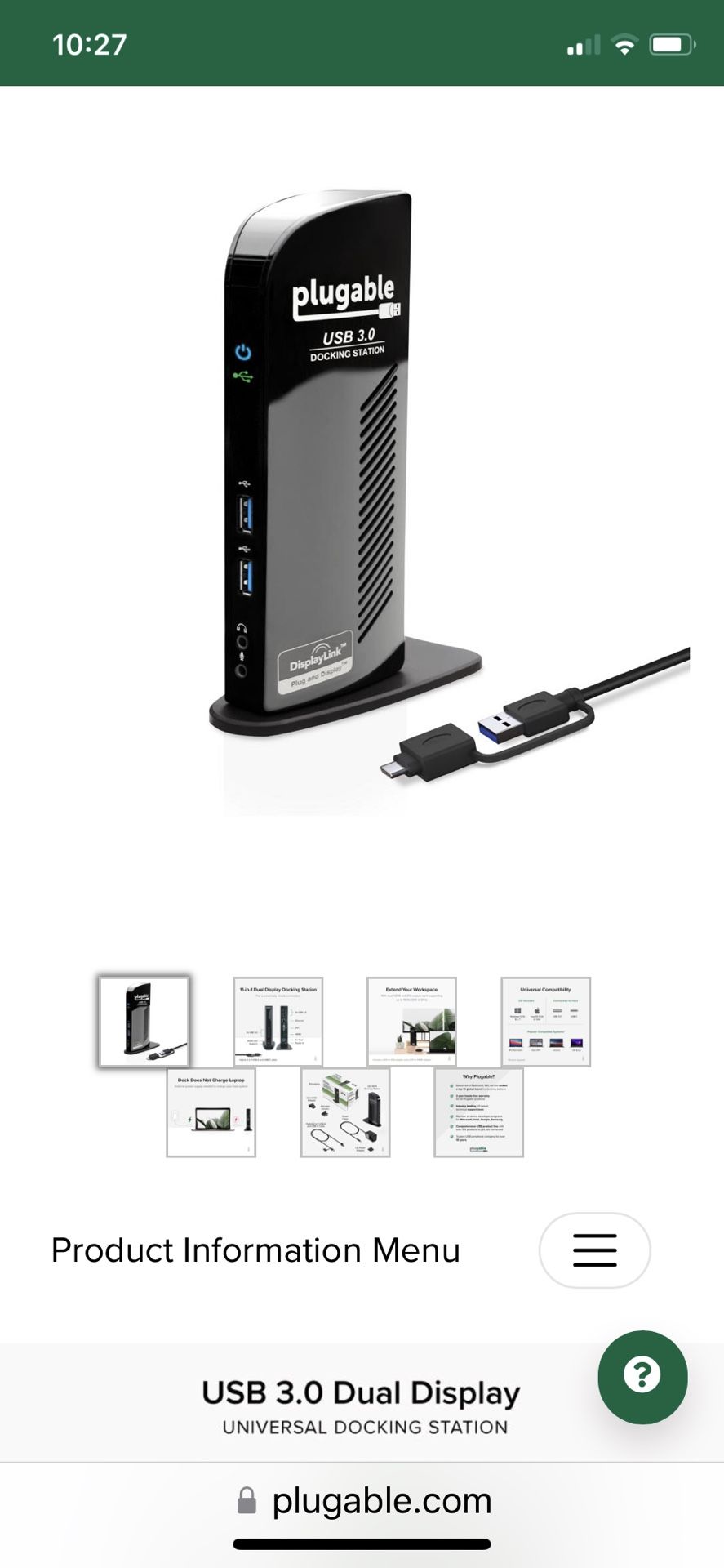 Plugable 3.0 Universal Laptop Dual Docking Station