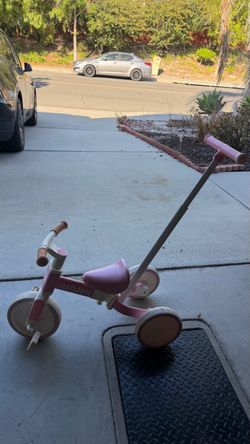 Pink Toddler Tricycle with Parent Push Handle-Free