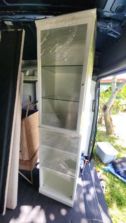 Tall White Display Cabinet with Glass Door