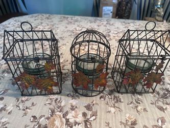 Set of 3 Wire Cage Tealight Candle Holders