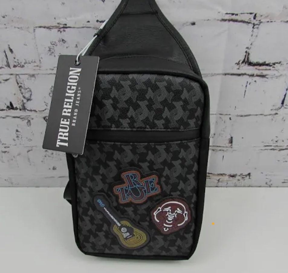 NEW True Religion KEDUS Sling Crossbody Shoulder Adjustable Strap Bag Gray Black
