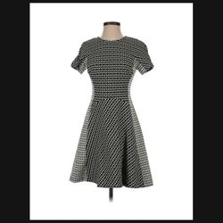 Lela Rose Black and White Patterned Dress