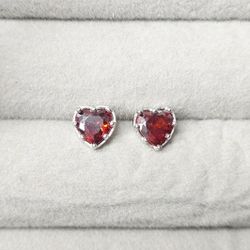 Ruby Heart Earrings