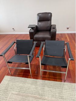 Vegan Leather Black Lounge Chairs