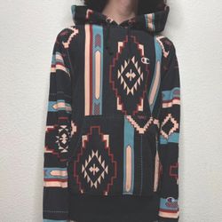Vintage Champion Reverse Weave Native Print Men’s Hoodie Size Small