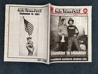 Vintage New York Post newspaper after the towers fell 9/15/01