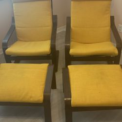 IKEA Poang Chair and Ottoman 